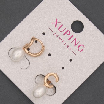 Boucles d'oreilles Xuping avec perle de Majorque, diamètre 6×8 mm, longueur 17 mm, dorure 18K