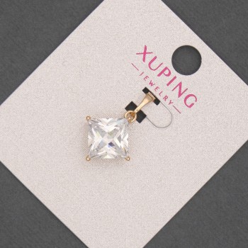 Pendentif Xuping avec cristal blanc, diamètre 14 mm ±, longueur 21 mm ±, dorure 18K