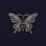 Broche papillon argenté avec strass, métal argenté, 41×30 mm +