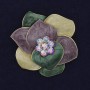 Broche-pendante «Fleur» multicolore émail strass 48 mm ± métal doré