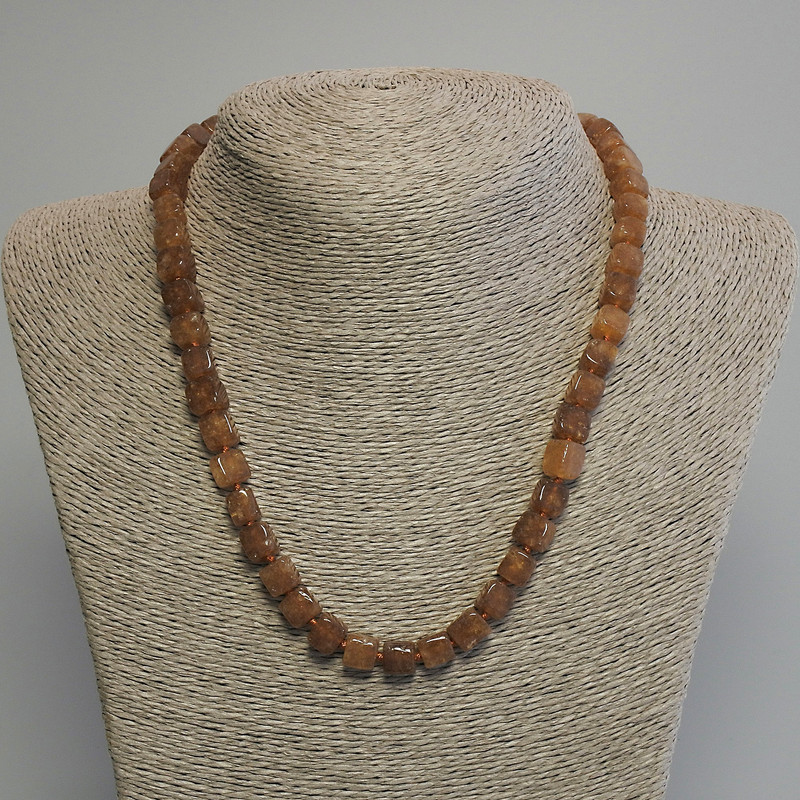 Collier en citrine en cubes, diamètre 7 mm, longueur 45 cm