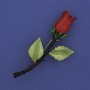 Broche Rose en métal argenté et émail 25 × 57 mm+
