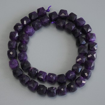 Perles de sugilite facettées en cube, diamètre 9×9 mm, longueur 38 cm sur fil