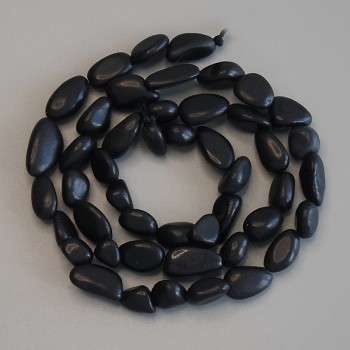 Perles de schungite en forme de galette, diamètre 7–10 × 8 mm, longueur 40 cm environ sur fil