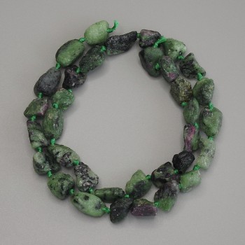 Perles de zoïsite brute, diamètre 12×10 mm ±, longueur 40 cm ± sur fil