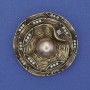Broche Accent beige Perle, strass blancs, couleur bronze, 40 mm+
