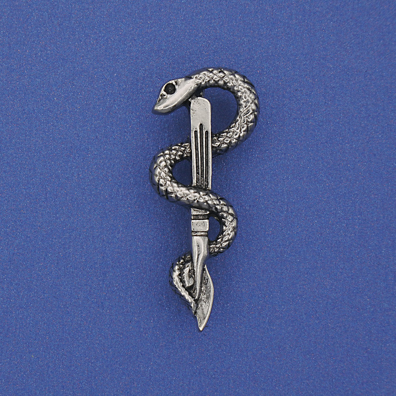Broche Serpent en métal argenté 37x15 mm+