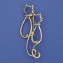 Broche Chats arc-en-ciel, strass doré mat, métal doré, 58×26 mm+