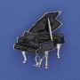 Broche « Piano » noir émail argenté 36 × 30 mm+