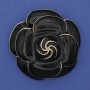 Broche fleur émail noir, métal doré 45 mm+
