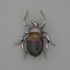 Broche-pendentif Scarabée œil de tigre 44 × 37 mm ± métal argenté