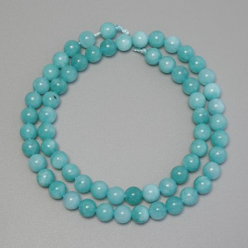 Perles d'aigue-marine boules lisses, diamètre 6 mm ± sur fil, longueur 39 cm+