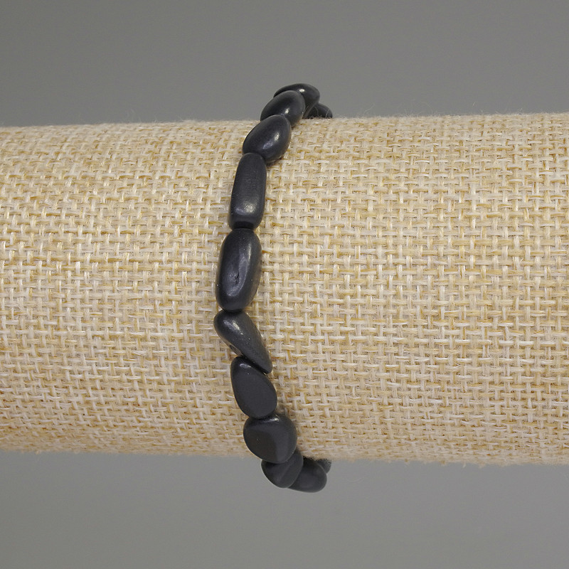 Bracelet en shungite facettée, diamètre 8-12×7 mm, longueur 18 cm ±, élastique