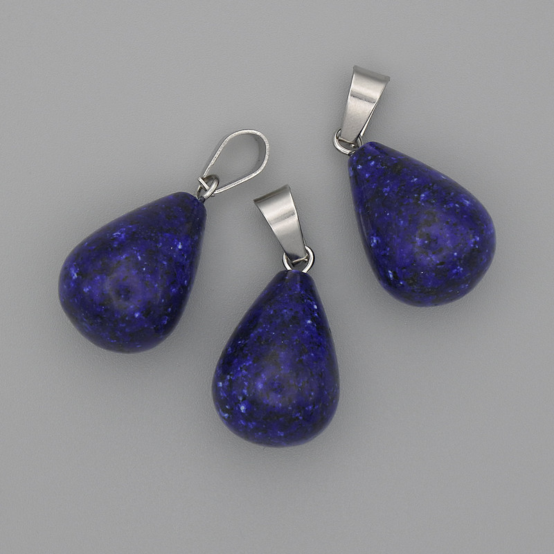 Pendentif goutte d'azurite 19×13 mm +-, longueur 29 mm+