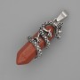Pendentif jaspe rouge hexagonal avec dragon 35×15 mm ±, longueur 44 mm ±