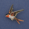 Broche-pendentif Oiseau à émail coloré sur métal doré 38 × 26 mm+