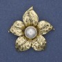 Broche-pendentif Fleur Perle en métal doré 45 mm+