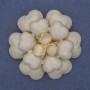 Broche fleur beige émaillé perles œil-de-chat métal doré 61 mm+