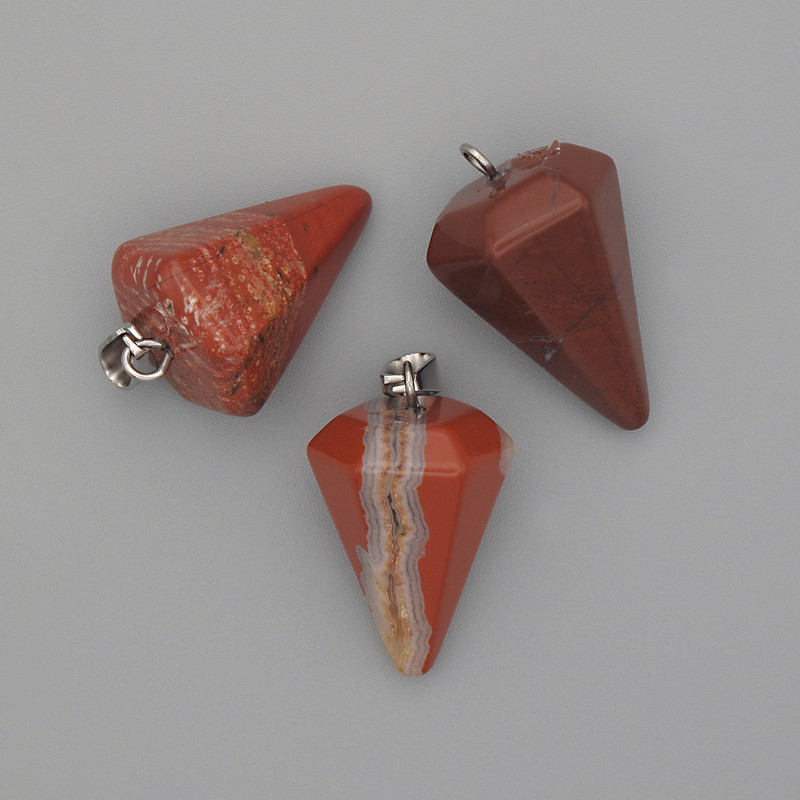 Pendentif « Pendule » jaspe rouge 28x20x14 mm+