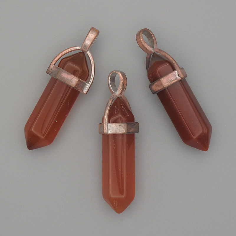 Soldes ! Pendentif en cornaline hexagonal cristal boule 8×31×41 mm+