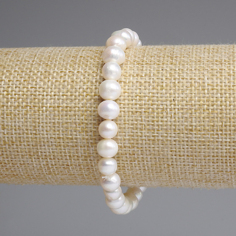 Bracelet en perles d'eau douce 7-8×6-6, 5 mm ±, longueur 18 cm ±, élastique