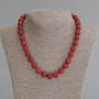 Collier en corail, boules lisses 11 mm, 50 cm +/- avec fermoir