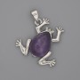 Pendentif Grenouille en améthyste 29 × 28 mm +-, longueur 37 mm +