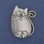 Broche-pendentif Chat argenté métal 37×29 mm+