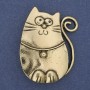 Broche-pendentif Chat métal doré 45×33 mm+