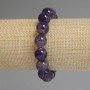 Bracelet améthyste à billes lisses, diamètre 12 mm ±, longueur 18 cm ±, élastique