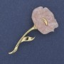 Broche fleur de pavot rose nacré – métal doré, 63 × 32 mm
