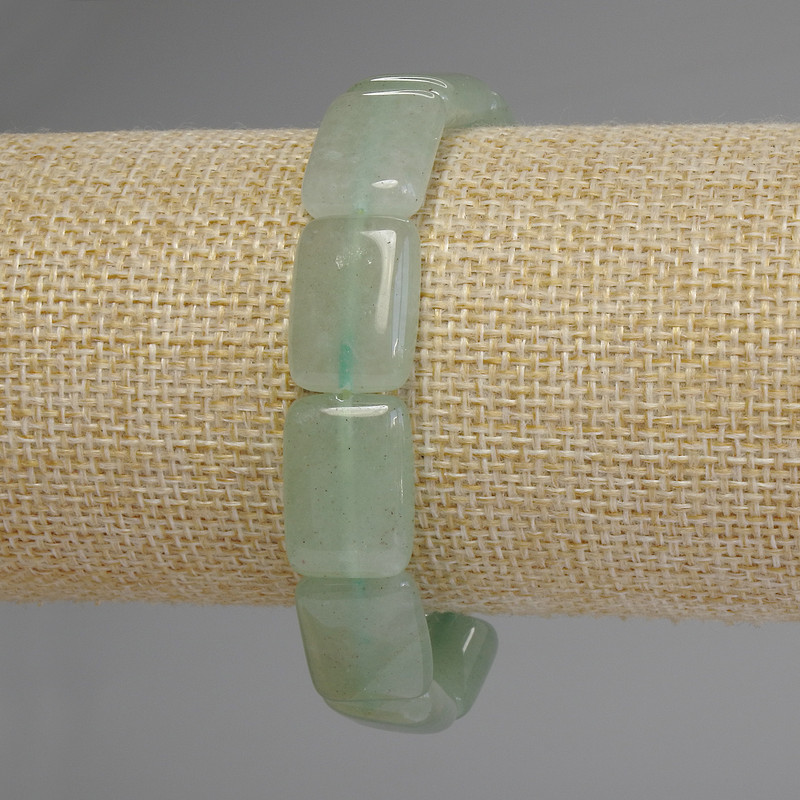 Bracelet en néphrite rectangulaire, diamètre 18×13 mm, longueur 18 cm, élastique