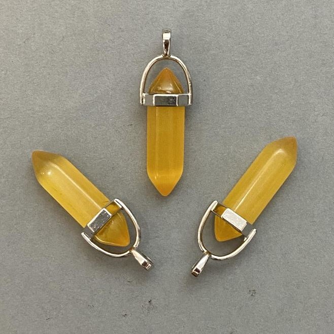 Pendentif «Œil de chat» hexagonal, boule en cristal, 8×31×41 mm+
