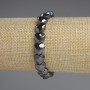 Bracelet en hématite, cœurs facettés 10×10 mm ±, longueur 18 cm ±, élastique