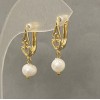 Boucles d'oreilles en perles d'eau douce, diamètre 7×6 mm ±, longueur 28 mm ±