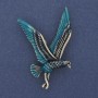 Broche «Oiseau» bleu clair et argenté, émail sur métal doré, 38×56 mm +