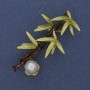 Broche-pendante Bambou avec perle dorée