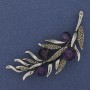 Broche Branche d\'améthyste, strass gris, métal argenté, 67x26 mm