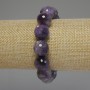 Bracelet en améthyste facettée, perle de 13 mm de diamètre, longueur 18 cm, élastique
