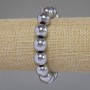 Bracelet en hématite couleur argent, boules lisses de 12 mm, longueur 18 cm, élastique