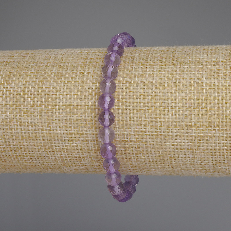 Bracelet améthyste facettée, perles de 6 mm, longueur 18 cm, élastique