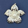 Broche-pendentif Fleur Perle métal argenté 45 mm+