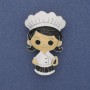 Broche Chef avec émail coloré, métal argenté, 46×27 mm+
