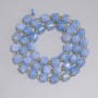 Perles d'aquamarine facettées en cube 6,5×6,5 mm ± sur fil