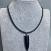 Promo ! Pendentif en agate boule 42×12 mm (±) sur cordon élastique en caoutchouc, longueur 60 cm + chaîne d’extension de 5 cm