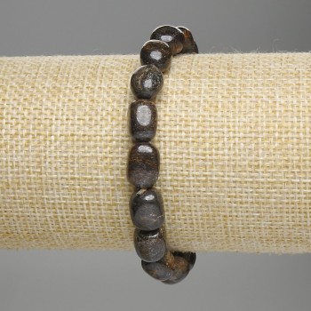Bracelet en bronzite facettée, élastique, 18 cm