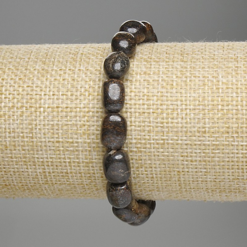 Bracelet en bronzite facettée, élastique, 18 cm