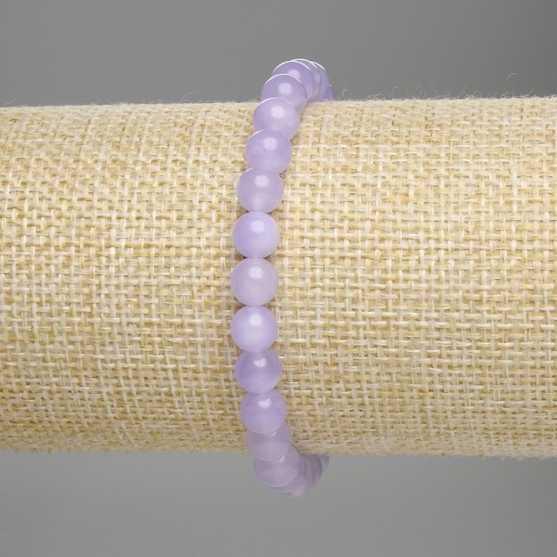 Bracelet en améthyste lavande, perles lisses de 6 mm, longueur 18 cm, élastique