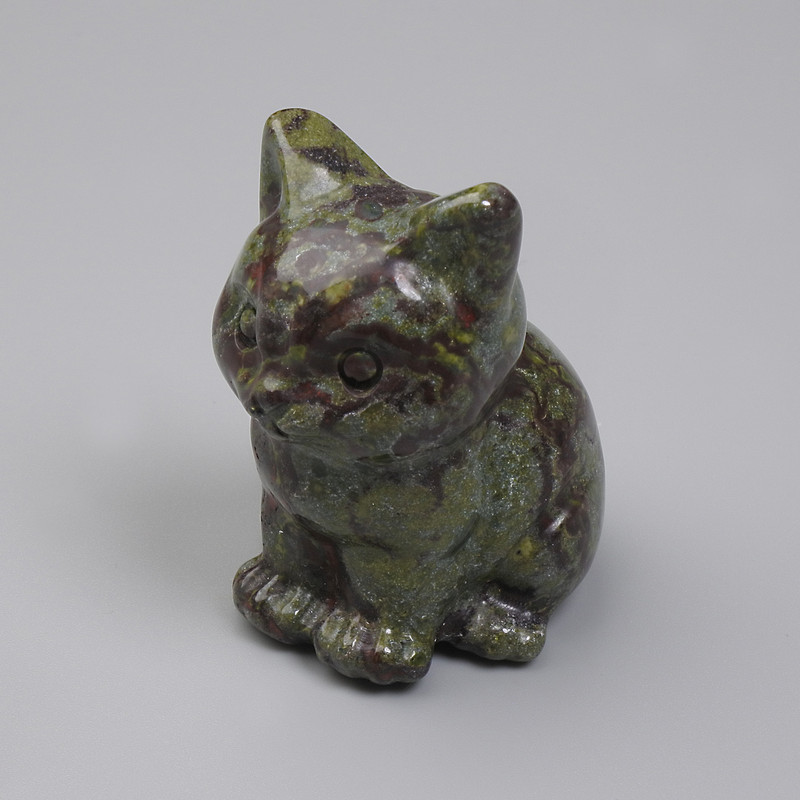 Statue-souvenir Chat en jaspe Sang du Dragon 40×30×23 mm+