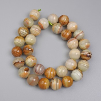 Perles d'onyx lisses 12 mm sur fil